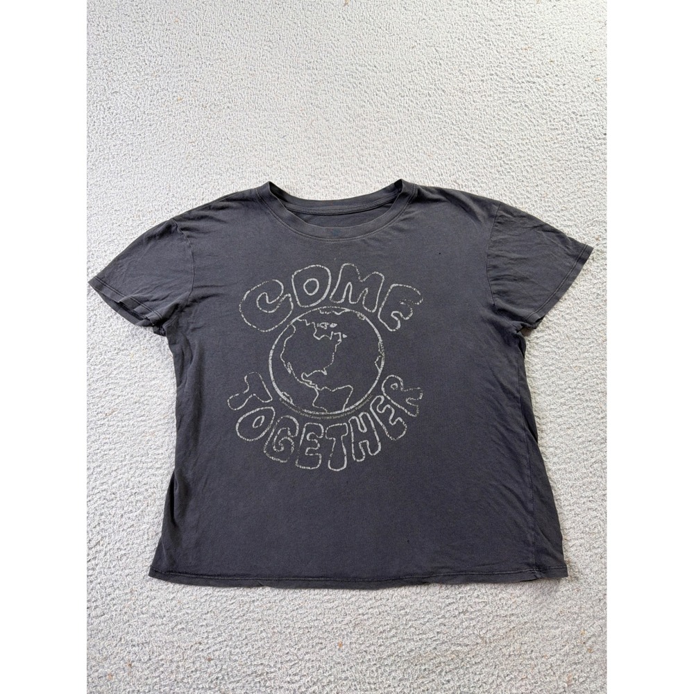 The Beatles Come Together Globe Earth World Graphic Taded Black Shirt Womens L